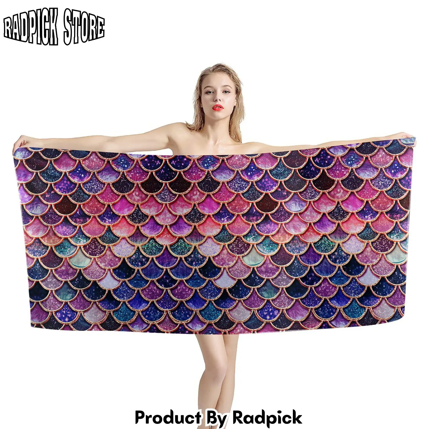 3d the most pink sparkle mermaid tail in the ocean custom beach towel rp88710